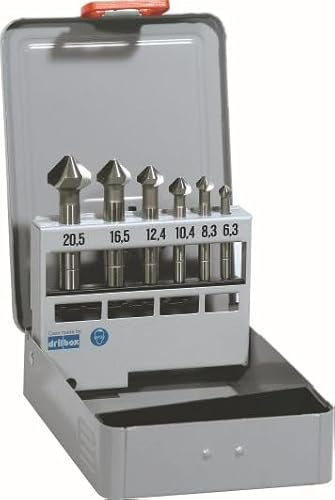 ALPEN Kegelsenker Set HSS-Cobalt 6-teilig (ø 6,3 - 20,5 mm, Entgrat- und Senkwerkzeug für Bohrungen, nachschärfbar) M229000096100