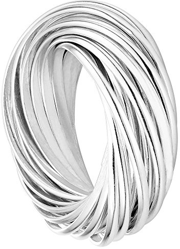 Vinani Damen Design Ring 925 Sterling Silber – Multi 3er Massiver Wickelring mit Glänzender Beweglicher Oberfläche, Modernes Elegantes Schmuckstück für Damen, Handgefertigt, Größe 56 2R3N-56