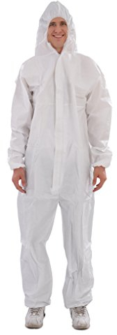 Raytex 30203 Microporeuse respirant jetable liquide particules et Combinaison de protection avec élastique poignets, chevilles, Capuche et taille, blanc