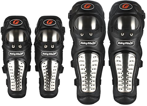 GES 4 PCS Motorbike Knee Pads, Adults Motocross Elbow Knee Shin Guard, Motocross Racing Guard Pads,Alloy Steel Motorcycle Protector Kit for Motocross, Skating, Cycling,ATV (Long)
