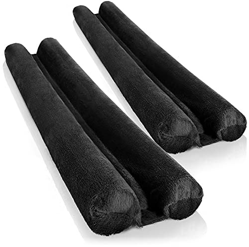 com-four® 2x Paraspifferi per Porte - Paraspifferi in Microfibra Con Doppia Guarnizione - Protezione Efficace contro Correnti d'Aria e Rumore - 86 cm (02 pezzi - nero)