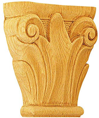 Déco Parisienne Chapiteau corinthien sculpté 120x120 Console à Volute en Bois Massif KA646