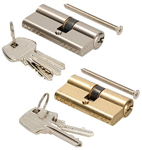 KOTARBAU Cylindre de serrure 25/35 en nickel - Cylindre profilé - Serrure de sécurité - Double cylindre en laiton