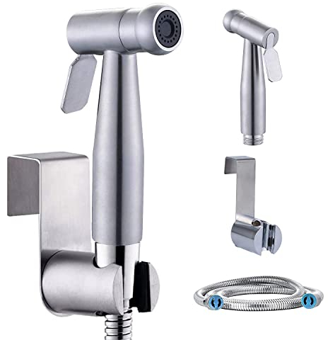 Handheld Bidet - Spruzzatore Inossidabile Spruzzatore per Doccia/Bidet WC doccia doccetta con Tubo 1.5M e Staffa di Supporto è Ideale per L'igiene Personale Quotidiana (3 pezzi)