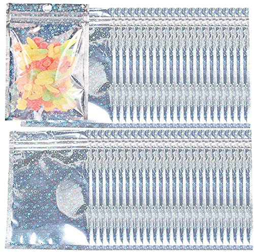 50 sacchetti in Mylar per gioielli, sacchetti in pellicola di Mylar, con chiusura a cerniera, a prova di odore, sacchetti autosigillanti per sciogliere la cera (7x10 cm)