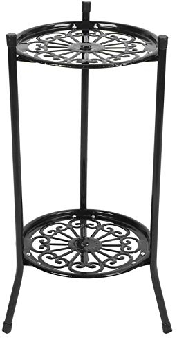 Alvinlite Blumenständer Metall, 2-stufige Plant Stand, 20 Zoll Pflanzenständer Blumensäule für Drinnen & Draußen(Schwarz)