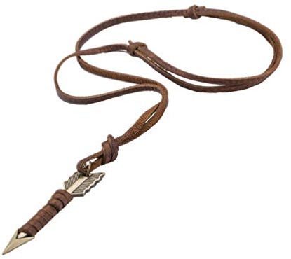 Holibanna Collier Cuir Rétro Avec Chaîne Et Pendentif Flèche Collier Ajustable Fait Main Pour Homme