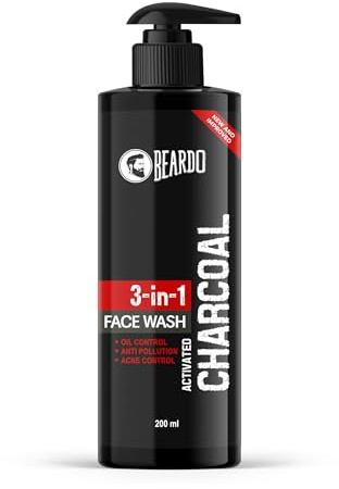 Beardo 3-in-1 Activated Charcoal Face Wash| Deep Cleanse, Exfoliate & Detoxify | All-in-One Face Wash for Oily Skin, Dirt & Pollution Removal | Oil Control Face wash for men 200ml
