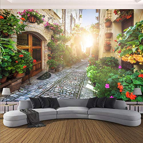 N'importe quelle taille Peintures murales personnalisées Papier peint 3D Rue européenne Tissu Mur Photo Nature Paysage Restaurant Café Salle étanche Eau extérieure * 250cmx175cm (98.4x68.9inch)
