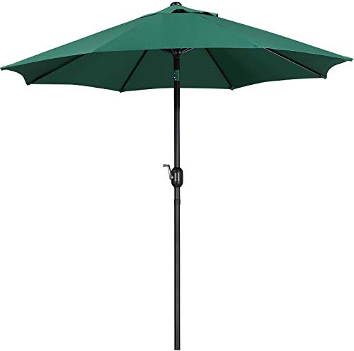 Yaheetech Sonnenschirm Ø270cm Rund mit Kurbel Knickbar UV Schutz,Dunkelgrün | Terrassenschirm mit 8 Rippen, Neigungsverstellung & Stabilen Metallstreben für Sonnenschutz für Balkon/Terrasse/Markt/Garten