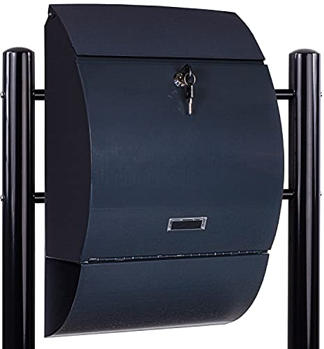 STILISTA® Hochwertiger Standbriefkasten mit Zeitungsfach mit Pulverbeschichtung, Verschiedene Designs