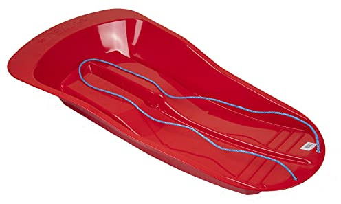 BARGAINGALORE KIDS ADULTS LARGE HEAVY DUTY SNOW SLEDGE DELTA SLEIGH ROPE PLASTIC SKI RED NEW