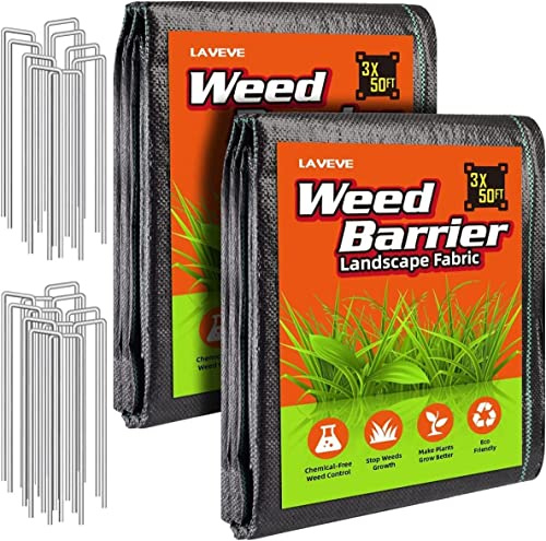 LAVEVE 3FT x 100FT Weed Barrier Landscape Fabric, 3.2oz Premium Heavy Duty Garden Cloth, Ground Cover for Gardening, Farming