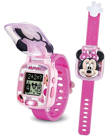 VTech - Minnie - La Montre-Jeu Interactive de Minnie, Enfant, Rose