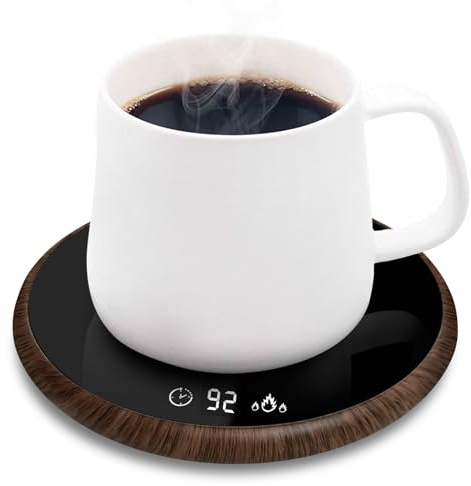Coffee Mug Warmer, Electric Smart Beverage Mug Warmer Cup Warmer with Touch Tech & LED Backlit Display, Coffee Warmer for Home Office Coffee Mug, with Two Temperature Settings (Deep wood grain)