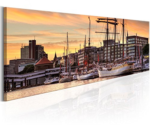 murando - Akustikbild Hamburg Bilder Akustikschaum Hochleistungsschallabsorber Schallschutz Leinwand 1 tlg Wandbild Raumakustik Schalldämmung Stadt Hamburg Panorama d-B-0165-b-a