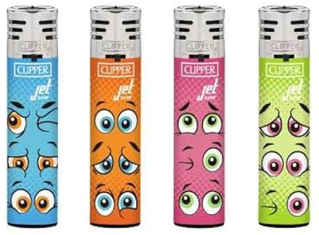 4 Clipper Lighters Multipack Lighter Gas Designer Collectible gas lighter, Replaceable Flint and Steel Lighter, Cool Lighters Novelty Lighters NO FUEL - Funny Design
