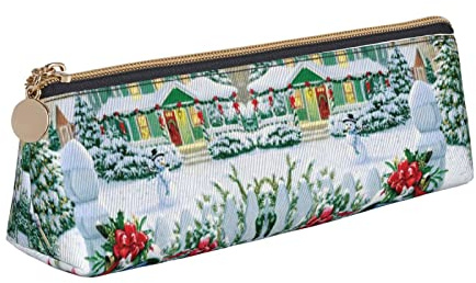 Melbrakin Christmas Mailbox and Gifts Cute Pencil Case,Makeup Bag Print Leather for Girls Boys School Office