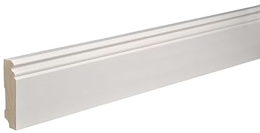 Kosche | Plinthe | Bois massif | 19 x 96 x 2400 mm | Blanc | Plinthe | Profil Berlin | Qualité supérieure | Robuste | 24 mètres
