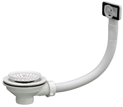 Liquida SW4MW Matt White Kitchen Sink Basket Strainer Waste with Overflow