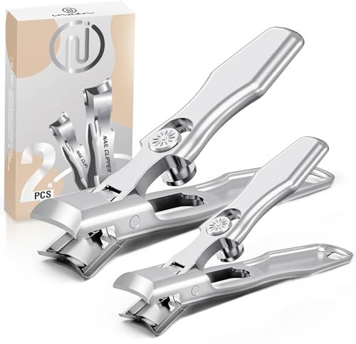 Nagelknipser Set für Dicke Nägel,2Pcs Nagelknipser Groß & klein mit Breiter Kieferöffnung für Hart Fußnägel,Edelstahl Nail Clipper Fingernagel knipser und Nagelzwicker,Nagelknipser Set für Dame Herren