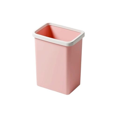 Corbeille à papier Corbeille à papier carrée en plastique adaptée au salon, à la chambre à coucher, à la salle de bain Corbeille à papier avec anneau de pression Blanc/gris/rose/beige Bacs à ordures d