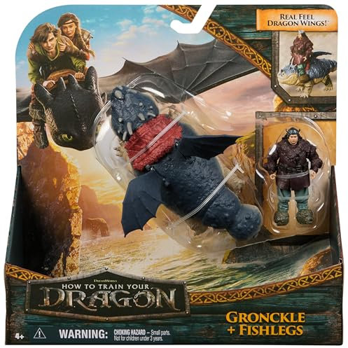 DreamWorks Dragons, Dragon Trainer, Gronkio e Gambadipesce, Drago e Vichingo, Giocattoli per Bambini, 4+ Anni