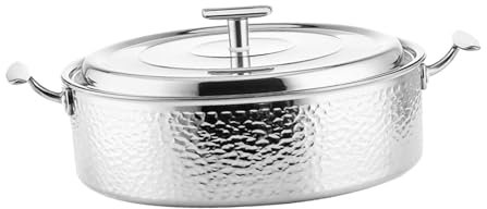 KESOTO Olla de Cobre Martillado para Cocinar en Casa, Plata M, Individual