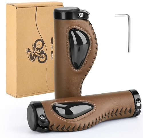 GXCROR Ergonomic Bike Grips with Silicone Damping, Premium PU Mountain Bike Handlebar Grips Anti-Slip Design, Locking MTB/City/Road Bicycle Grips for All 22.2mm Handlebars