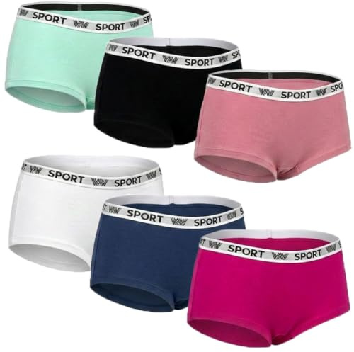 LisaModa Mädchen Hipster Panty 6er Pack Girl Slip Stretch Baumwolle Sportliches Design Mehrfarbig 146-152