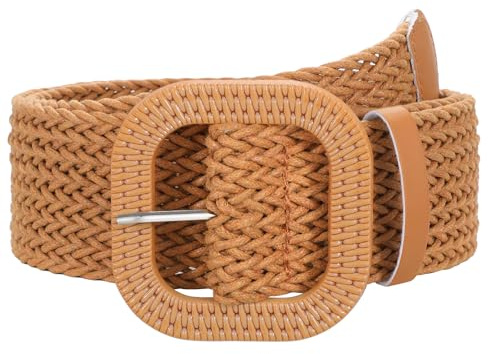 SUOSDEY Breiter Geflochtener Gürtel für Damen, Rattan Taillengürtel für Kleid Gewebter Boho Gürtel 5cm breit