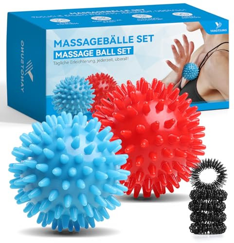 YANGTSUNG Lot 2 balles de massage, Massage de Trigger Point, Boule Myofasicale, Boule d'exercice, Balle de Massage Pour Masser les Pieds, dos, épaules, Bras, Dur et moyen