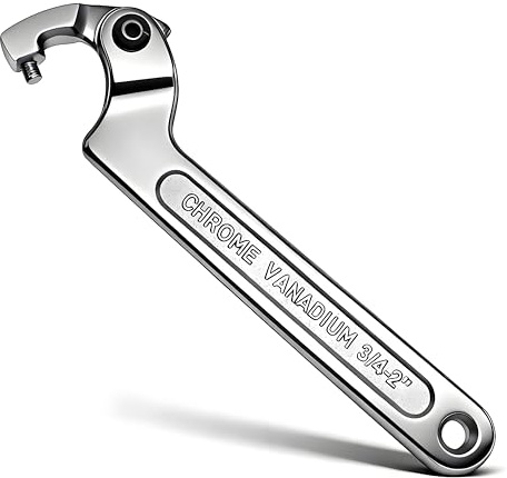 Shwdsy Hakenschlüssel Federbein Motorrad, 19-51 mm Verstellbarer Gelenkhakenschlüssel, Rundkopf C-Schraubenschlüssel, Silberner Einstellbarer Schlüsselkopf, für Haushalt, Werkstatt, Kfz-Werkstatt