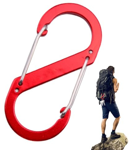 Carabiner Clip - Locking S Carabiner Hook, Durable Aluminum Alloy Keychain | Multifunctional Spring Clip for Outdoor Hiking Camping Backpacking Travel Climbing Gear Tools Organization