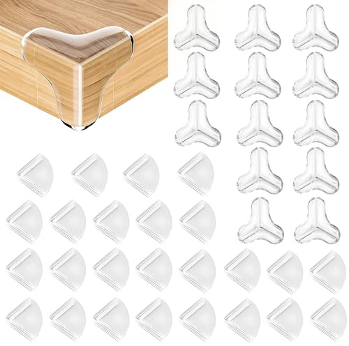37 Stück Tischeckenschutz, Eckenschutz Transparent, Weicher Selbstkleber Eckschutz, T-Shape Eckenschutz für Zuhause, Kantenschutz Tisch für Tischkanten, Ecken & Kanten