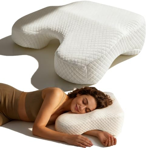 Strixorn Seitenschläferkissen mit 3 Armloch, 2 in 1 Ergonomisches Seitenschläferkissen, Orthopädisches Nackenstützkissen aus Memory Foam, Kissen für Seitenschläfer, Rücken- und Bauchschläfer