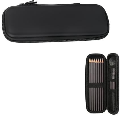 Larebidtex Estuche de Lona con Cremallera de Gran Capacidad - Estuche Rígido para Lápices y Bolígrafos, Protección contra Polvo y Daños - Negro -para Adultos, Niñas y Niños