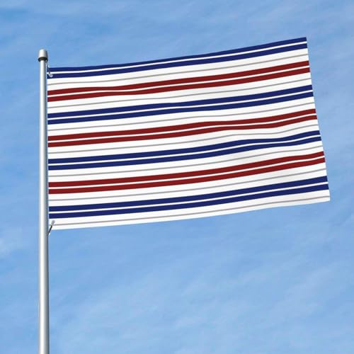 Drapeau festif à rayures rouge, bleu, blanc, gris, pour décoration extérieure de mariage, jardin, porche, mur, terrasse, décoration d'intérieur