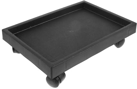 DEARMAMY Support à Plantes à roulettes en Verre Trempé Rectangulaire, Plateau Amovible pour Pots de Fleurs, Bac de Récupération Étanche, Déplaceur Pratique pour Jardin Intérieur et Balcon,