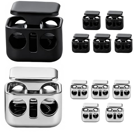 12PCS Cord Locks – Metal Drawstring Toggles Zinc Alloy Double Hole Spring Stopper – Toggles for Drawstrings Shoes Bags Hoodies