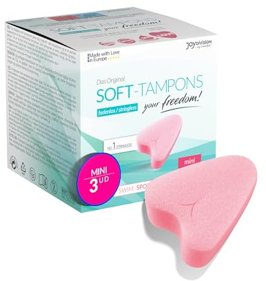 JOYDIVISION Assorbenti interni Soft mini I 3 pezzi I Assorbenti interni senza filo per sport, nuoto e Spa I Spugnette mestruali ultra soft I Inserimento ed estrazione facili I Senza filo