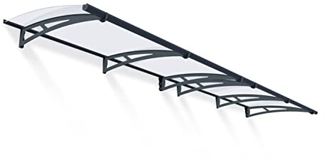 Palram Canopia Vordach, Pultvordach, Türüberdachung Aquila 4100 klar, grau inkl. Regenrinne, 410x92 cm