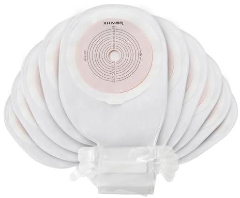 XHIVAR Ostomy Colostomy Supplies 1-Piece Premium Medicals Pouch Ostomy Bag Colostomy Pouch One-Piece System (Box of 10)