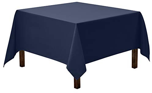 Gee Di Moda Square Tablecloth - 52 x 52 Inch Navy Blue Table Cloth for Small Square or Round Tables - Heavy Duty Washable Fabric - for Buffet Table, Holiday Party, Dinner, Wedding & Baby Shower