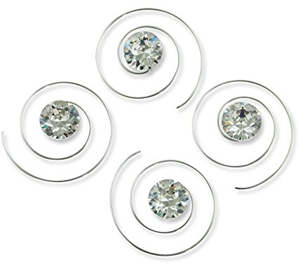 Rivelle Damen Curlies Strass 8 mm kristall 8 Stück Swarovski Haarspiralen Haarschmuck Hochzeit Brautschmuck