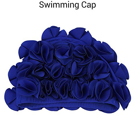 Badmössa för damer, blommig badmössa för kvinnor, vintagestil, simning/bad, vacker retro badmössa (kunglig)