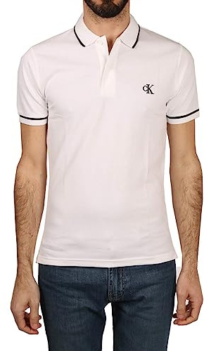 Calvin Klein Jeans Homme Tipping Slim J30j315603 Polos Manches Courtes, Blanc (Bright White), XL EU