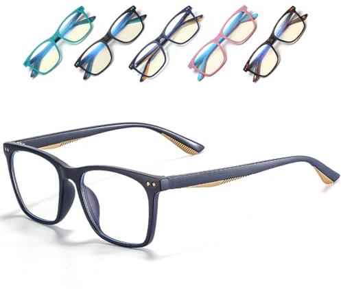 Musivon Kinder Brille Ohne Stärke-Anti Blaulichtfilter Brille Kinder Blaufilter Spiel Computer Brillen für Mädchen Junge mit Gläsern 4-14 Jahre(Dunkelblau)