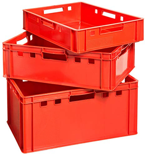 Set de Cajas Euro Apilamiento de Plástico Caja Industrial Euro Caja Almacenamiento Eurobox E1 E2 E3 Kingpower