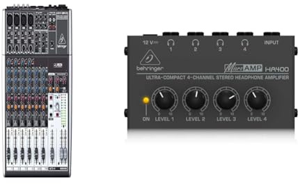 Behringer Mezclador Behringer XENYX 1204USB Premium de 12 entradas y 2/2 buses & Best Price Square Headphone Amplifier, 4 CH Stereo HA400 by